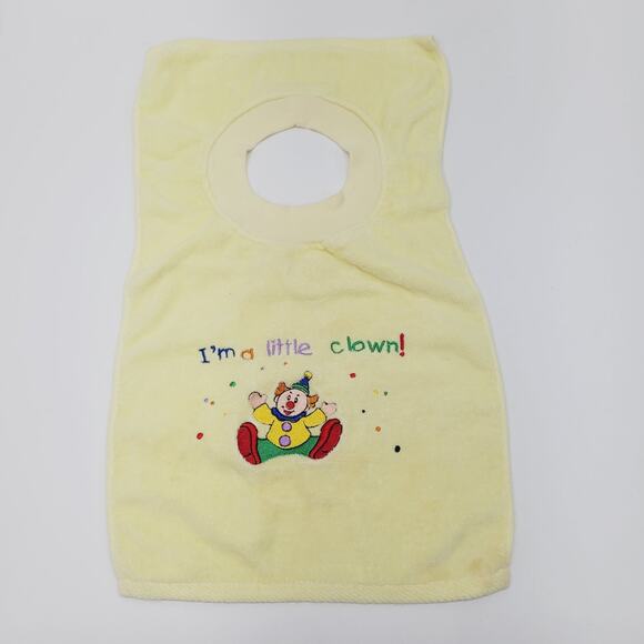 Vtg Luv N' Care Terrycloth Towel Clown Embroidered Baby Bib Unisex Fun Colorful - Picture 1 of 12